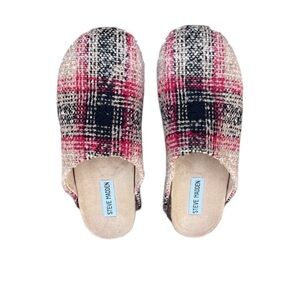 Steve Madden women’s red plaid VESA clogs size 10